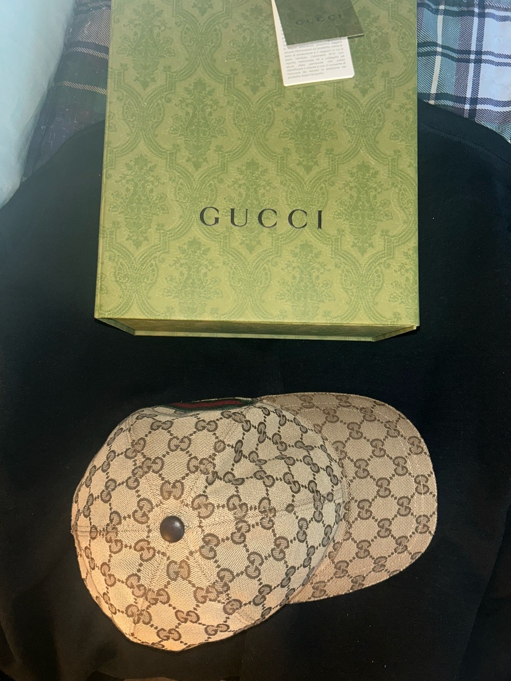 Authentic Gucci GG Baseball Hat with Web Stripe - BRAND NEW WITH TAGS